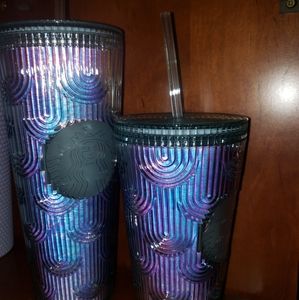 Starbucks Spring 2022 Iridescent Mermaid Scales Tumbler 24 oz and 16 oz Set (2)